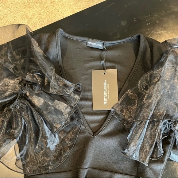 Pretty little things organza sleeves, bodysuit new with tags - Picture 1 of 3